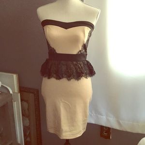Black and Tan Lace Cocktail Dress